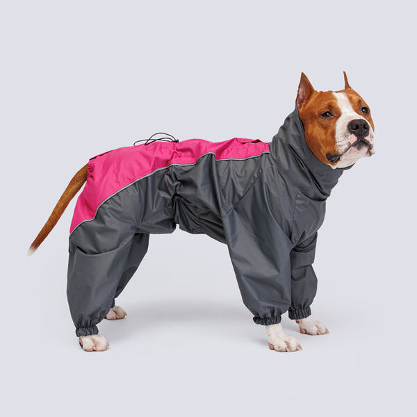 Дождевик с мембраной для стаффорд терьера, 91х56х51 см, фуксия (девочка)
