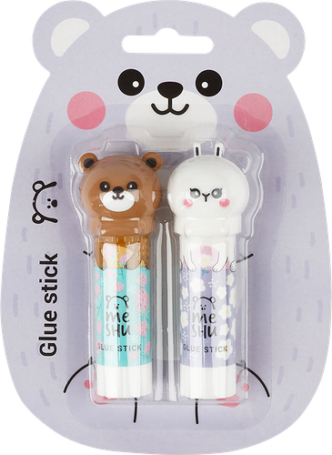 Клей-карандаш MESHU Animals с топпером, в ассортименте, 8г, 2шт