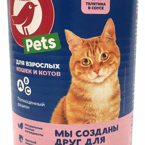 Корм для кошек АШАН Красная птица телятина в соусе