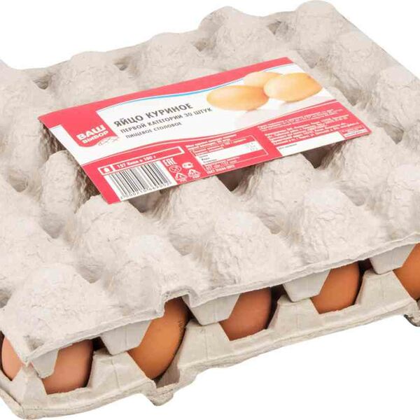 Яйцо куриное пищевое столовое Ваш выбор первой категории С1, 30 шт. 2.1кг