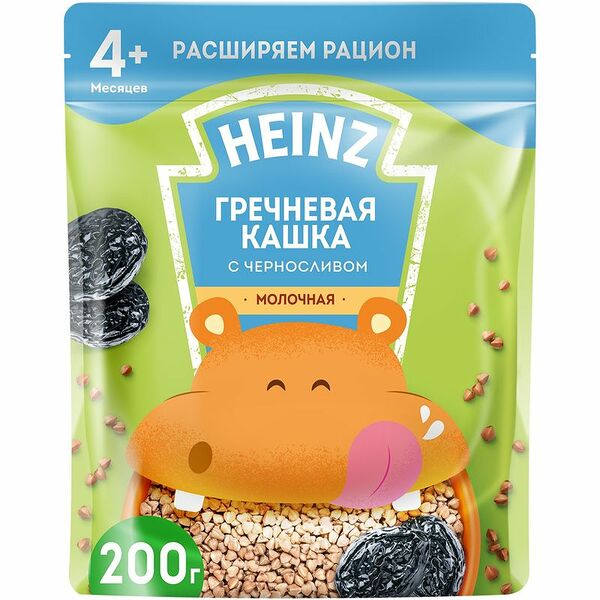 Каша детская Heinz молочная гречневая с черносливом с Омега 3, с 4 месяцев