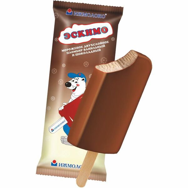 Мороженое Ижмолоко эскимо пломбир ванильный и шоколадный в шоколадной глазури 50 г
