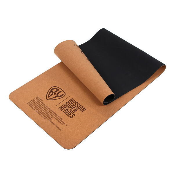 By коврик для йоги, сумка с карманом для бутылки, 183х61х0,5см, хлопок, пробковое дерево, резина