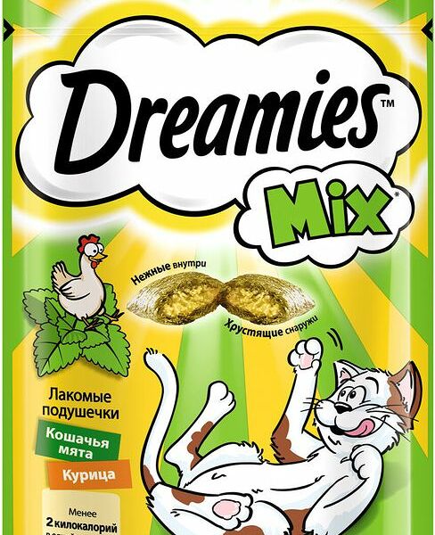 Dreamies лакомые подушечки Курица и кошачья мята