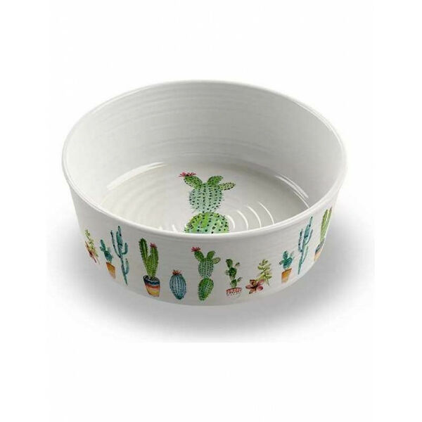 TarHong Миска для животных Cactus, белая с рисунком 950 мл