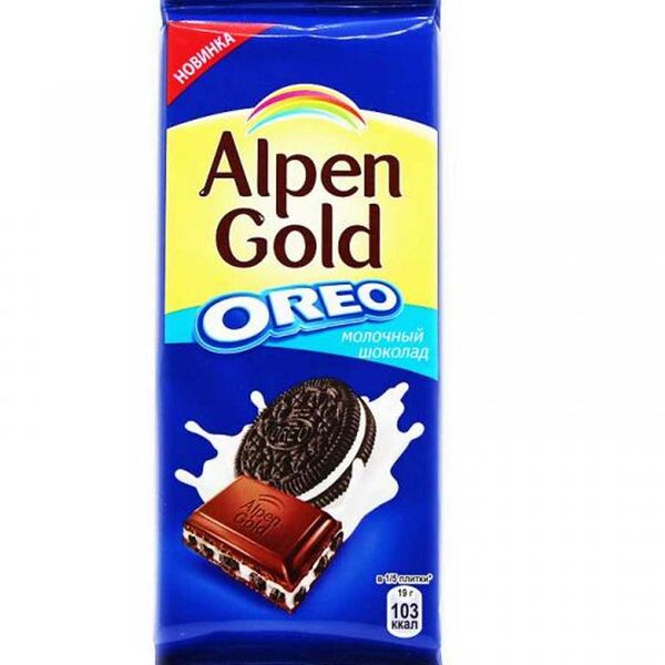 Шоколад Alpen Gold Oreo молочный с начинкой со вкусом ванили и кусочками печенья 85 г