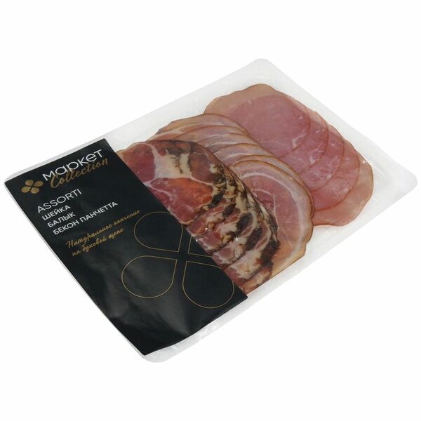 Продукт мясной Шейка-Балык-Бекон Панчетта сырокопченый Маркет Collection, 120г