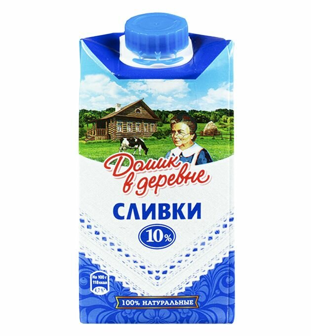 Сливки Домик в деревне 10% 480г купить по цене 550 руб в интернет-магазине sweet