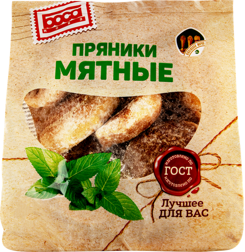 

Пряники заварные БосаНова Мятные глазированные, 350 г