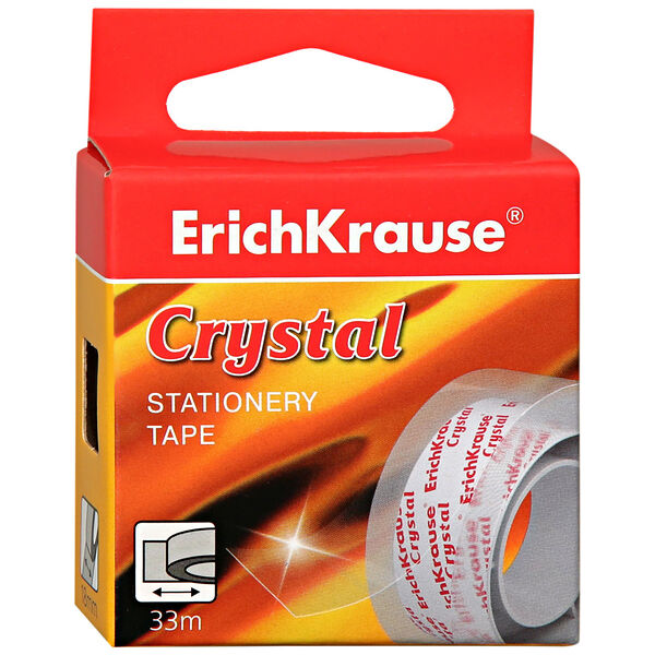 Клейкая лента ErichKrause Crystal канцелярская 18 мм, 33 м