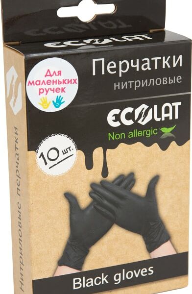 Перчатки EcoLat нитриловые черные размер XS 10шт