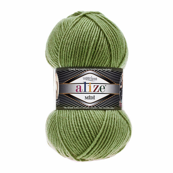 Пряжа ALIZE 'SUPERLANA MIDI' 100гр. 170м (25% Шерсть - 75% Aкрил)(620 оливковый)