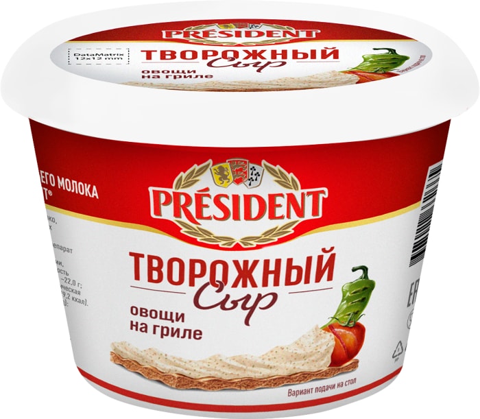 

Сыр творожный President овощи на гриле 54% 140 г