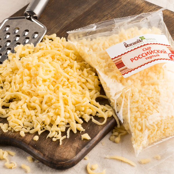 Сыр Российский полутвердый тёртый 50% МясновЪ Ферма созревание 60 суток