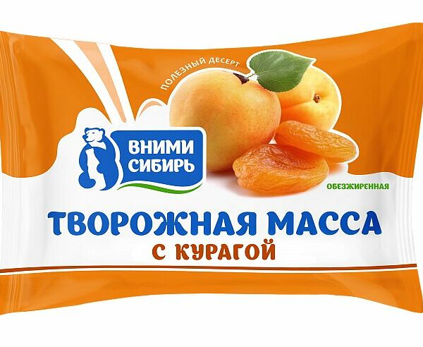 Масса творожная Вними-Сибирь обезжиренная с курагой 200г