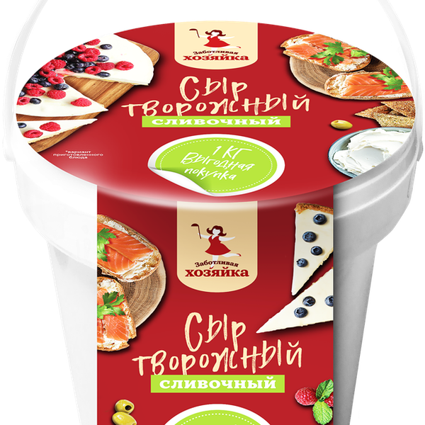 Сыр творожный ЗАБОТЛИВАЯ ХОЗЯЙКА Сливочный 60%, без змж