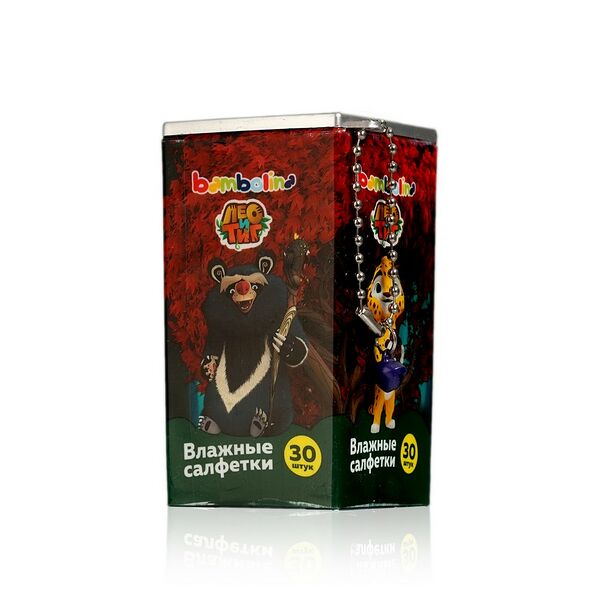 Детские влажные салфетки Bambolina Лео и Тиг в банке 30 шт.