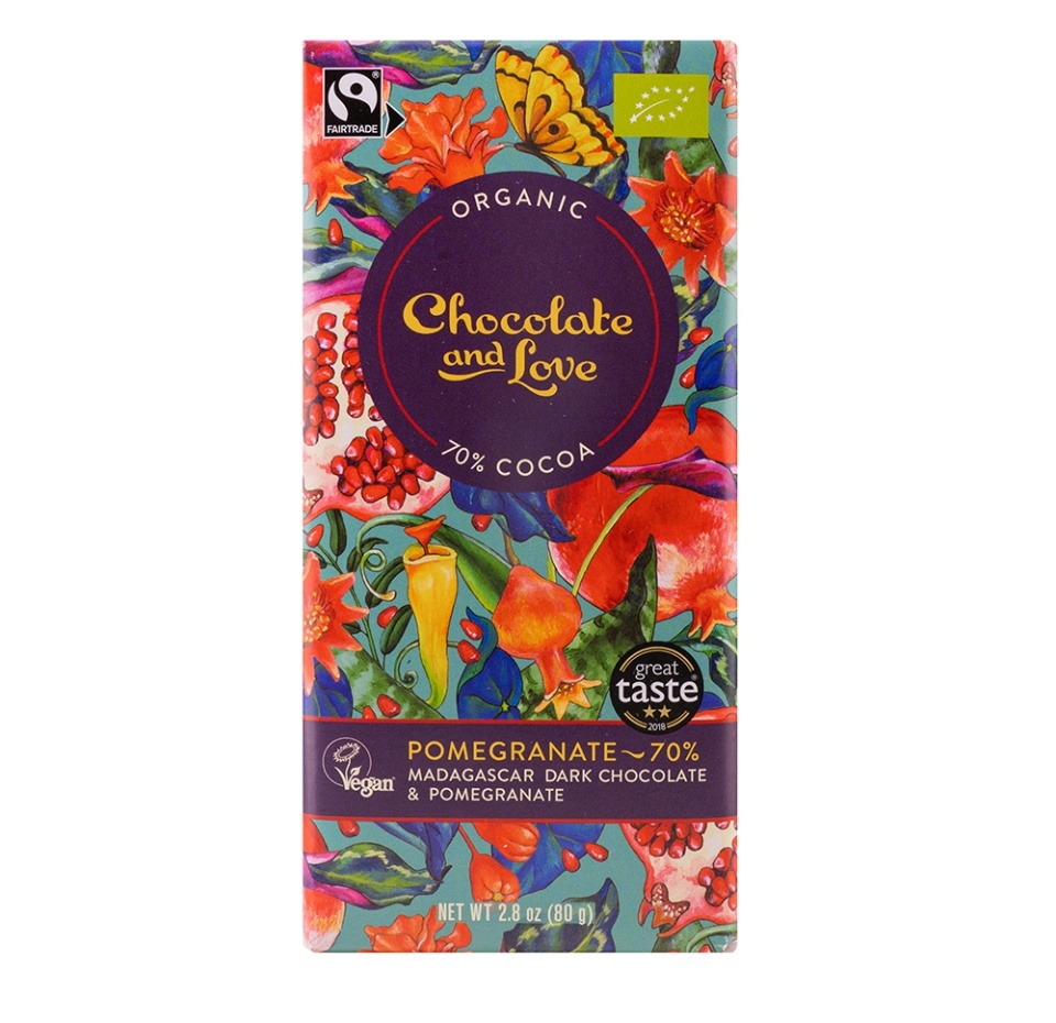 

Шоколад Chocolate and Love с гранатом Fairtrade 70% какао 80 г