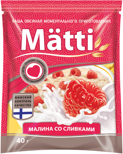 Каша овсяная малина со сливками Mätti 40 г