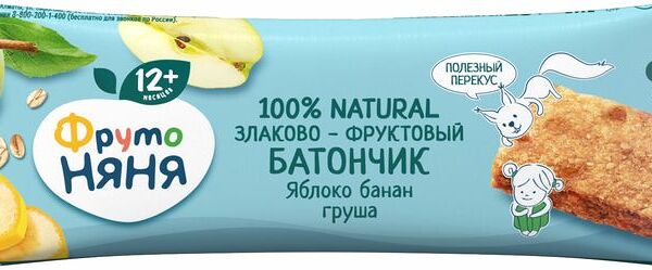 Батончик Фрутоняня Злаково-фруктовый яблоко-банан-груша 25г