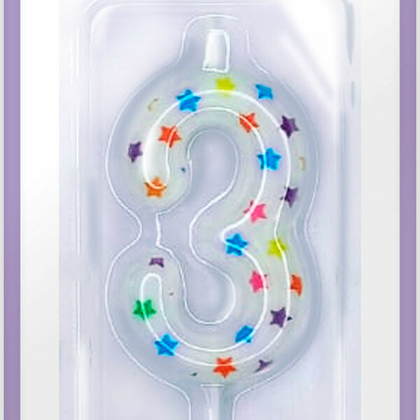 Свеча-цифра 3 Пакетико Happy Birthday