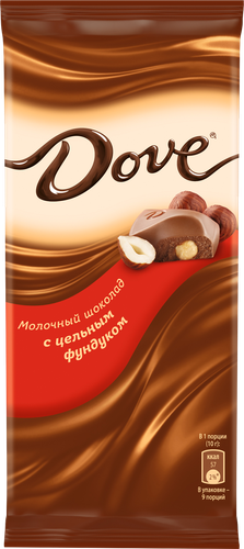 

Шоколад Dove молочный с цельным фундуком 90 г