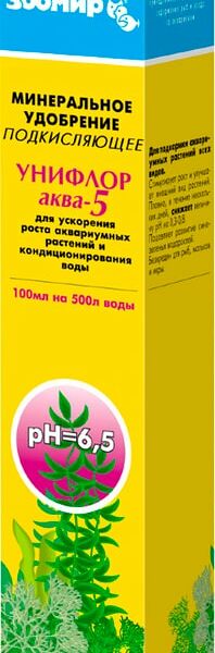 Удобрение для растений Зоомир Унифлор Аква-5 минеральное подкисляющее 100мл