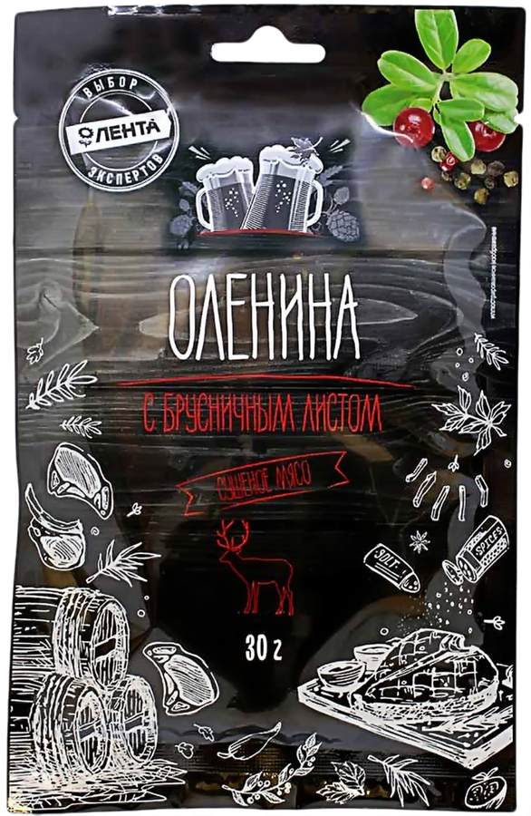 

Мясо сушеное ЛЕНТА Оленина с брусничным листом