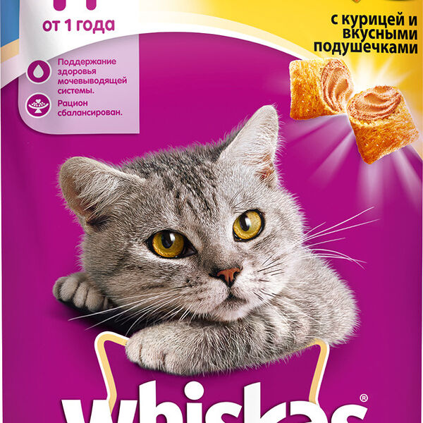 Корм для кастрированных котов и стерилизованных кошек от 1 года Whiskas с курицей