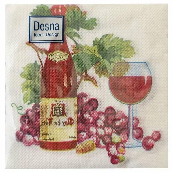 Салфетки бумажные одноразовые Desna однослойные 24х24 см Винное застолье, 40 шт