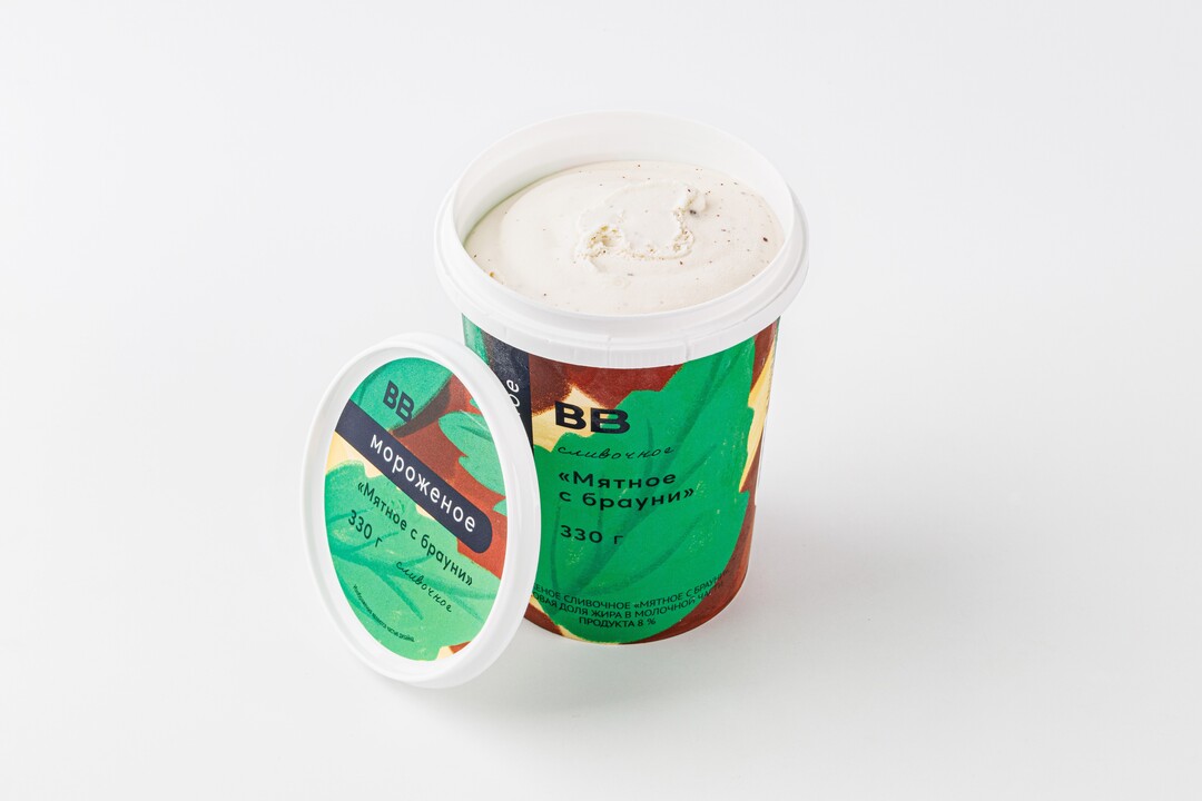 

Мороженое сливочное ВкусВилл Мятное с Брауни 330 г