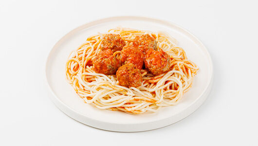 Фрикадельки из курицы и говядины в томатном соусе с макаронами, Халяль, 280г