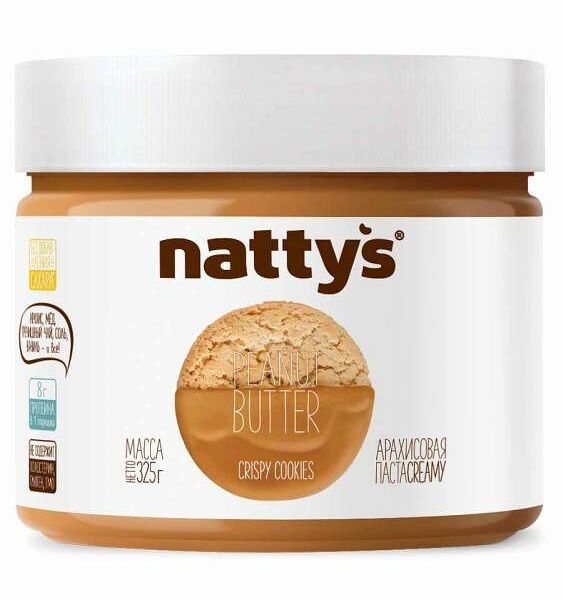 Паста арахисовая Nattys Crispy Cookies с медом, 325 г