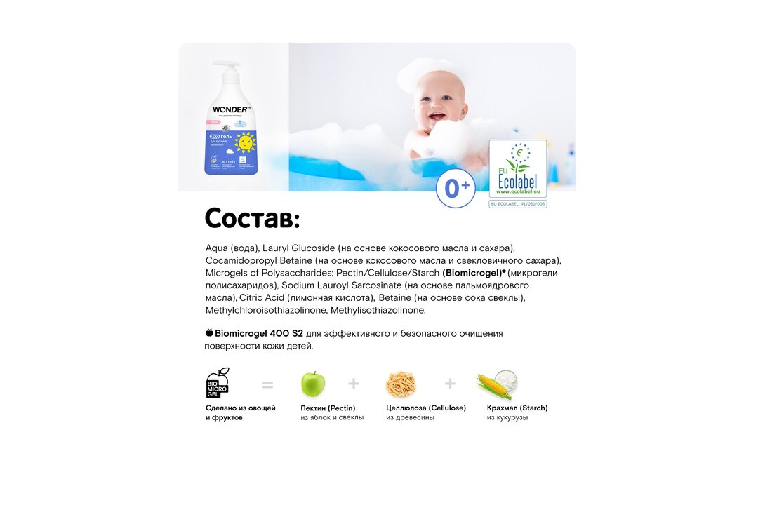 

Экогель для купания малышей Wonder Lab 540 мл