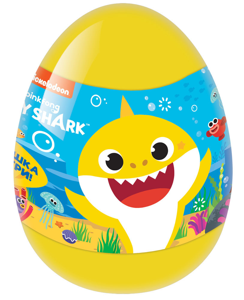 

Игрушка в пластиковом яйце Конфитрейд Baby Shark Happy Magic в ассортименте