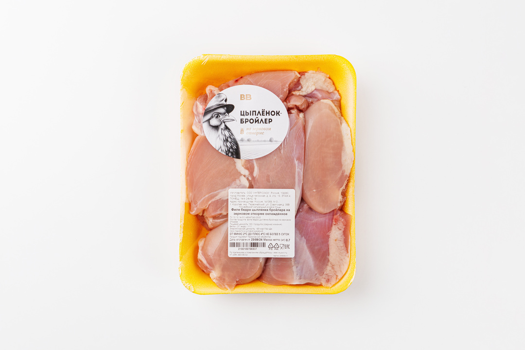 

Филе бедра цыпленка на зерновом откорме, 700г