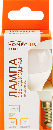 

Лампа светодиодная Homeclub G45 5, E14, 5/7Вт 2700К