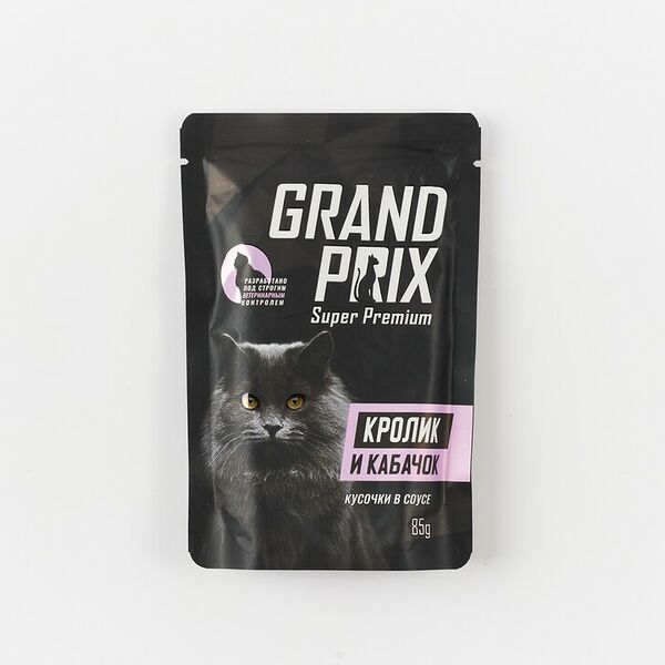 Корм для кошек GRAND PRIX кусочки в соусе кролик с кабачком пауч