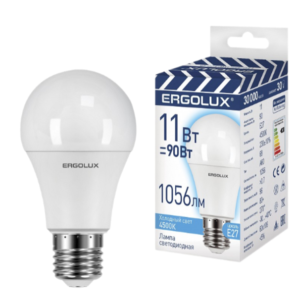 Лампа светодиодная Ergolux E27 11 Вт 90 Вт груша 4500К