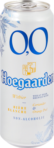 

Пивной напиток Hoegaarden нефильтрованный пастеризованный безалкогольный 0.5% 450 мл