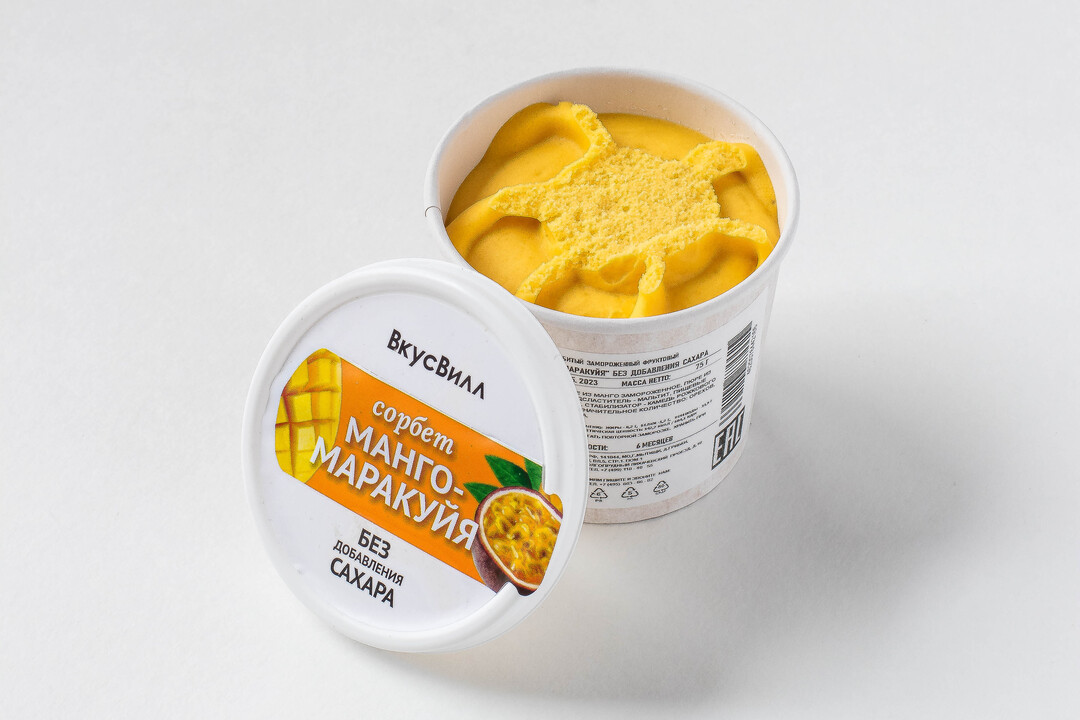 

Сорбет "Манго- Маракуйя" без добавления сахара 82г