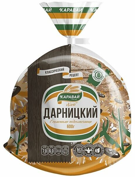 Каравай Хлеб Ангарский Дарницкий ржано-пшеничный с семенами подсолнечника в нарезке