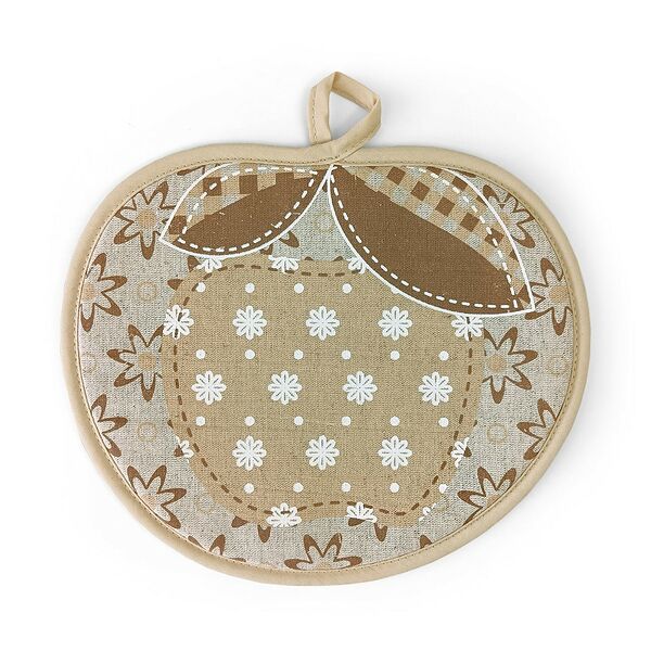 Прихватка Яблоко бежевое, 20х17 см, хлопок/лён, 160 г/м2