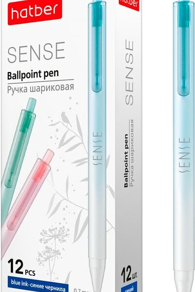 Набор ручек Hatber Sense ассорти автоматическая шариковая синяя 0.7мм 12шт