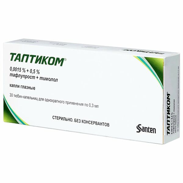 Таптиком капли глазные 0.0015% + 0.5% тюбик-капельньница 0.3 мл 30 шт