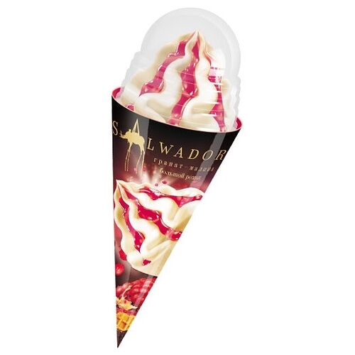  Мороженое Salwadore сливочное малина-гранат, рожок 10%, БЗМЖ