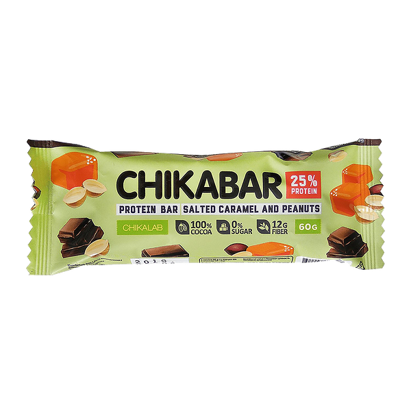 Батончик Chikalab глазированный с начинкой Арахис и солёная карамель 25% протеина 60г