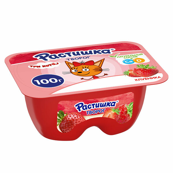 Творог Растишка Клубника 3.5%, 100 г