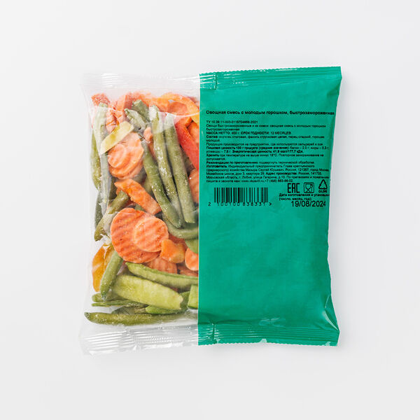 Овощная смесь с молодым горошком, быстрозаморозка, 400 г