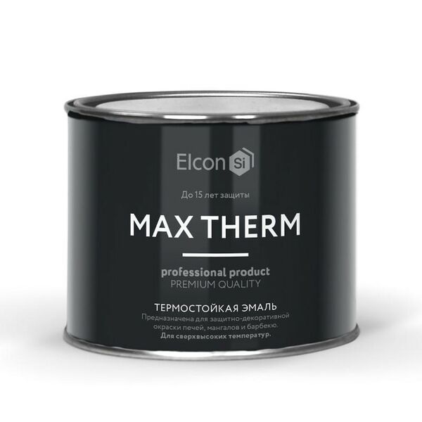 Эмаль специальная термостойкая Elcon Max Therm, до + 700°C, серебристая, 0.4 кг